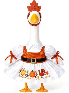 Classic Fall Porch Goose Turkey Outfit with Hat - Halloween Lawn Decoration